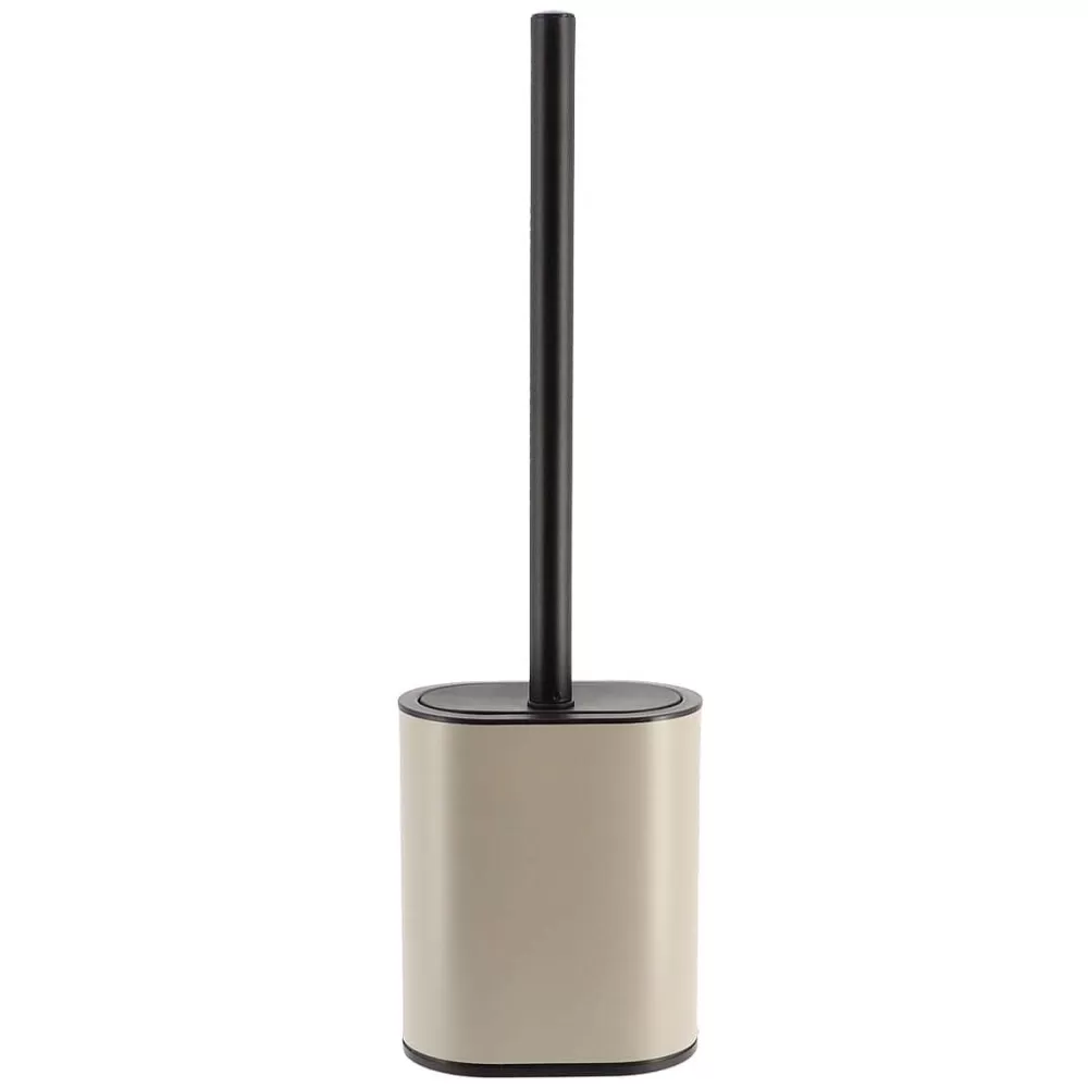 Accessoires Wc | * Brosse Wc Plate Silicone Et Support Metal Ficelle Noir