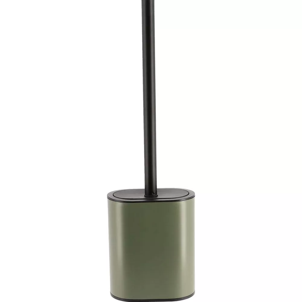 Accessoires Wc | * Brosse Wc Plate Silicone Et Support Metal Kaki Noir