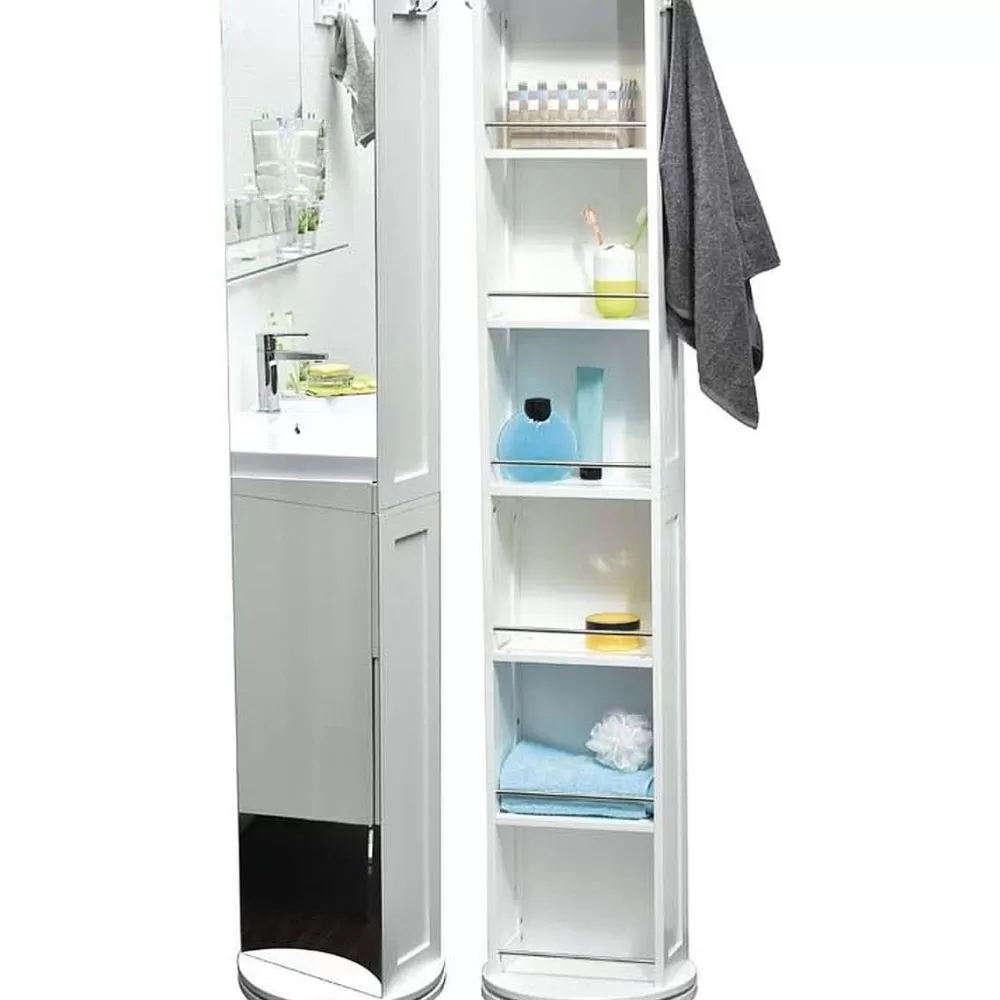 * Meubles Salle De Bain>Colonne Mdf Pivotante Avec Miroir Et Niches De Rangement B