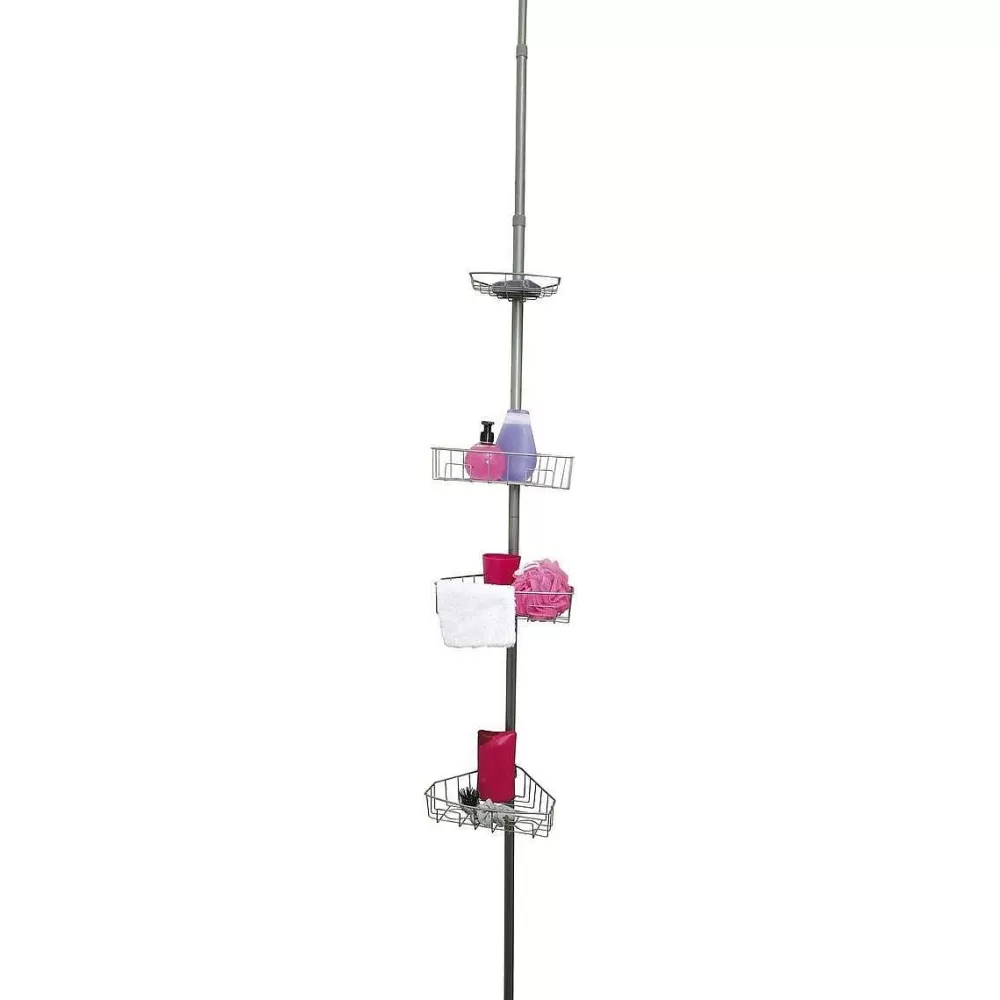* Meubles Salle De Bain>Colonne Telescopique Metal Peint 4 Étagères Gris
