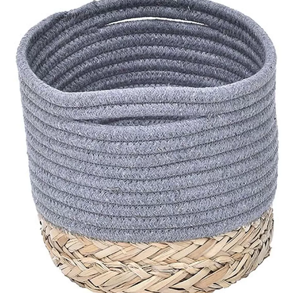 Rangements Deco | * Corbeille Ovale Pm Coton Matiere Vegetale Gris Naturel