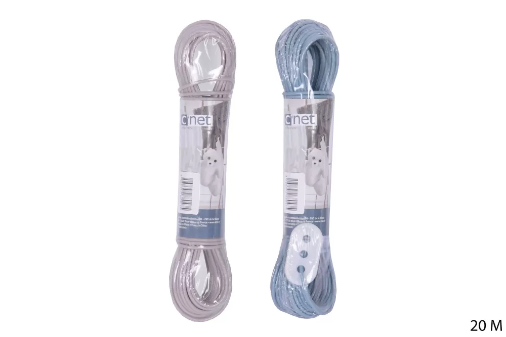 Soin Du Linge | * Corde A Linge 20M Fil Metal Grege Et Bleu