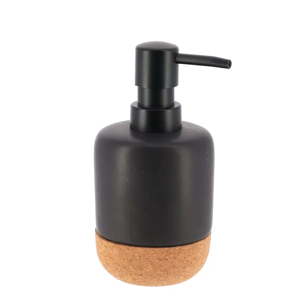 Accessoires De Salle De Bain | * Distributeur A Savon Dolomite Rond Et Liege 275Ml Noir Liege