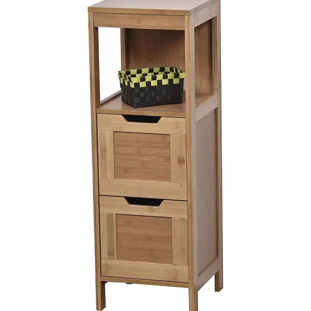 * Meubles Salle De Bain>Element Bas Bambou Et Mdf 2 Tiroirs 1 Etagere Mahe