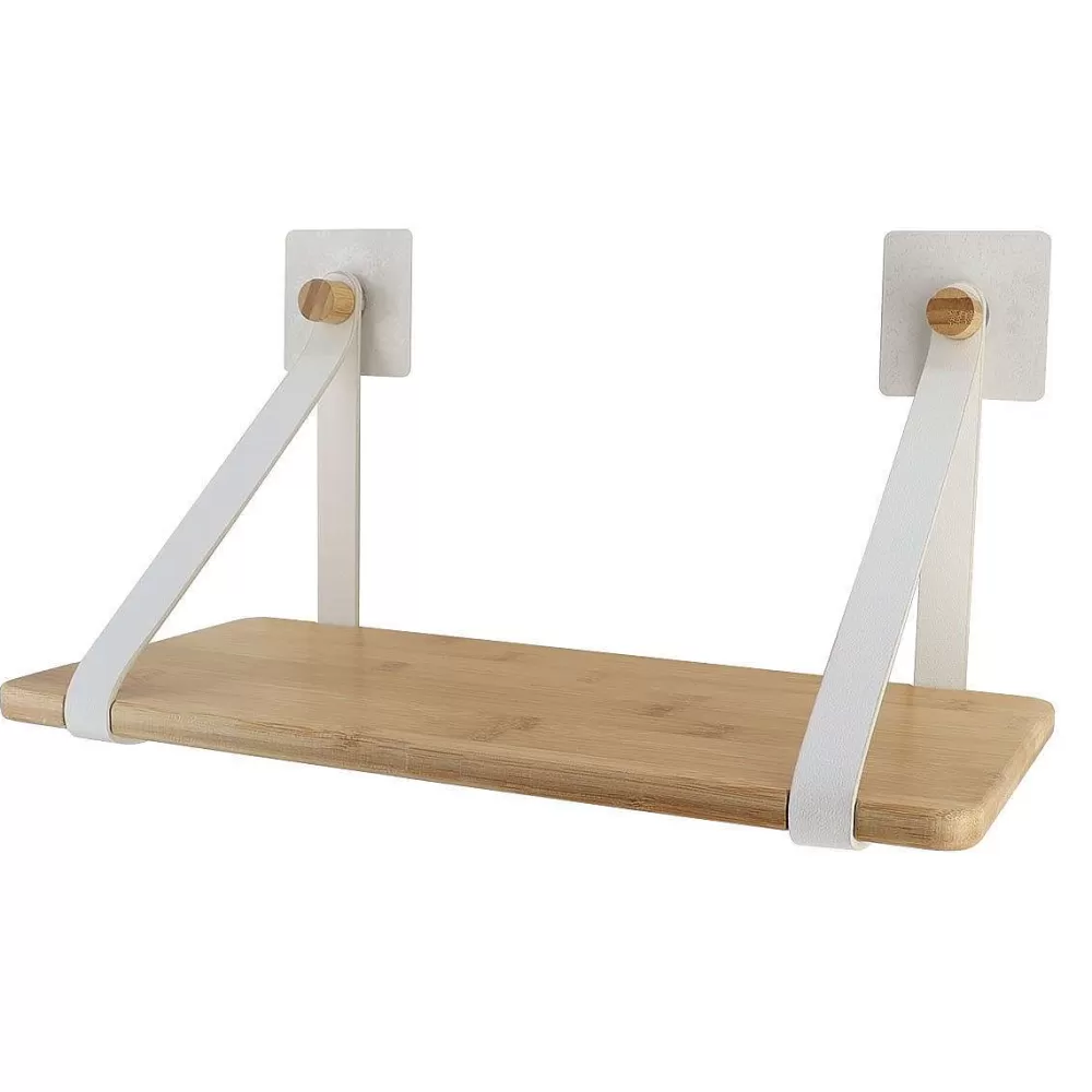 Douche | * Etagere Bambou Avec Lanieres A Fixer Blanc Bambou