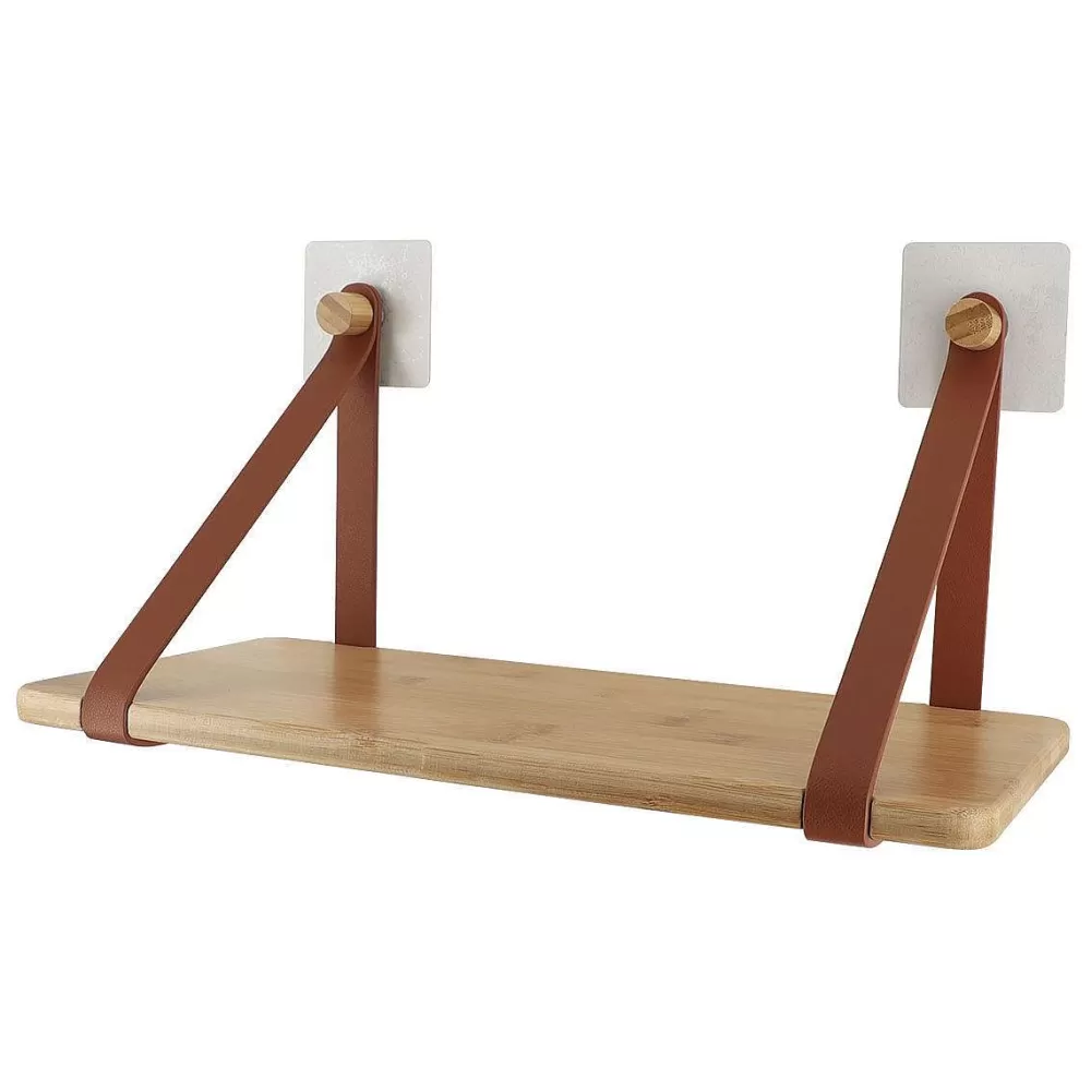 Douche | * Etagere Bambou Avec Lanieres A Fixer Caramel Bambou