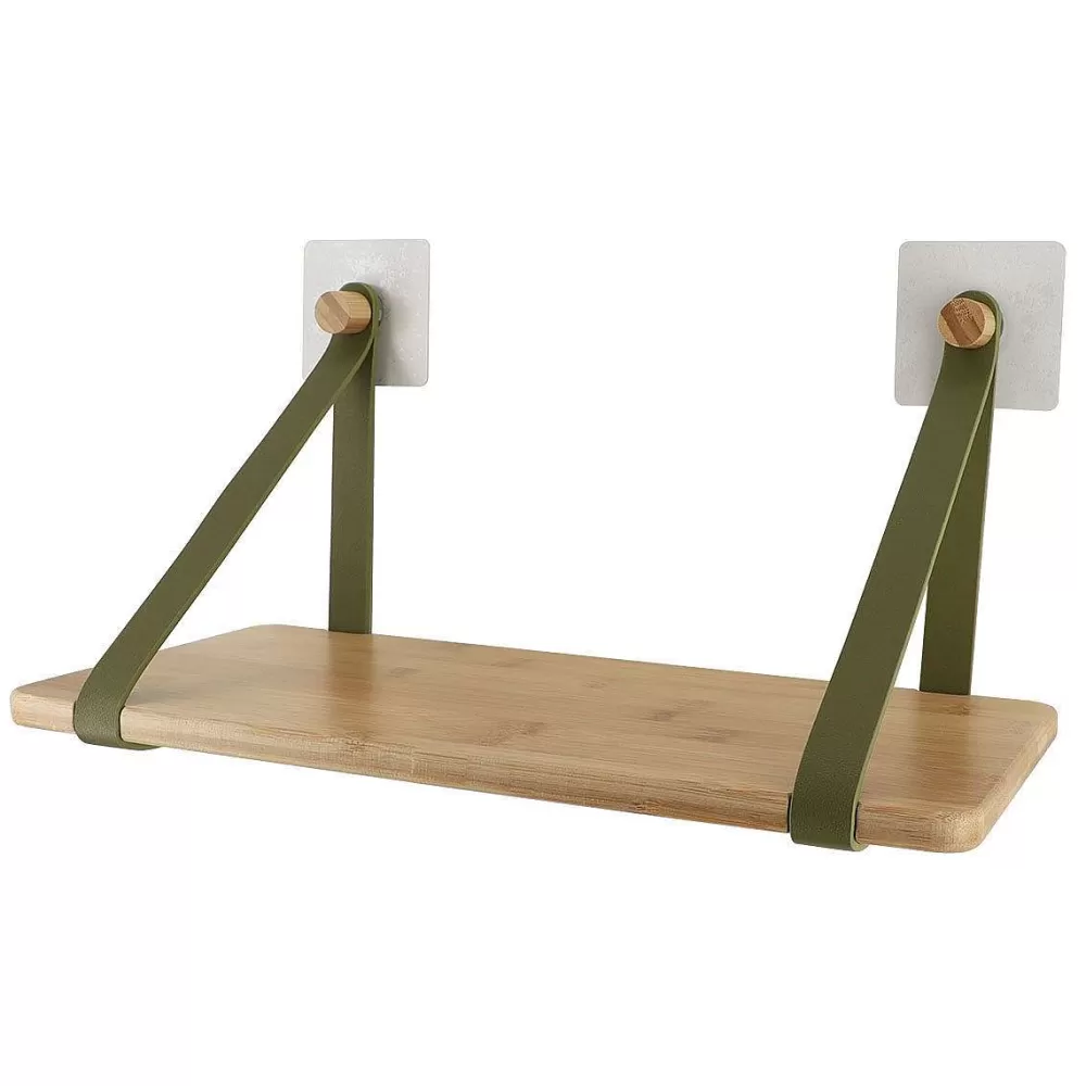 Douche | * Etagere Bambou Avec Lanieres A Fixer Kaki Bambou