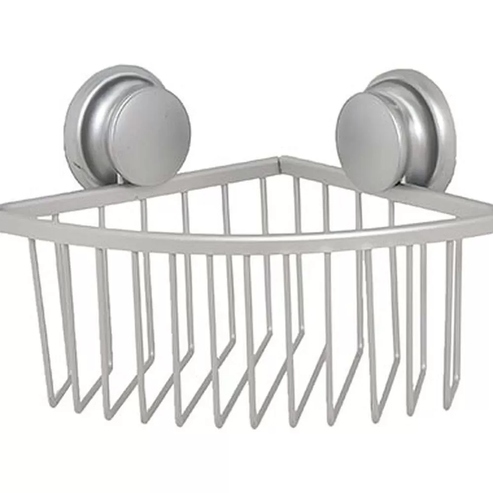 Douche | * Etagere D Angle Fil Aluminium Sur Ventouses Chrome