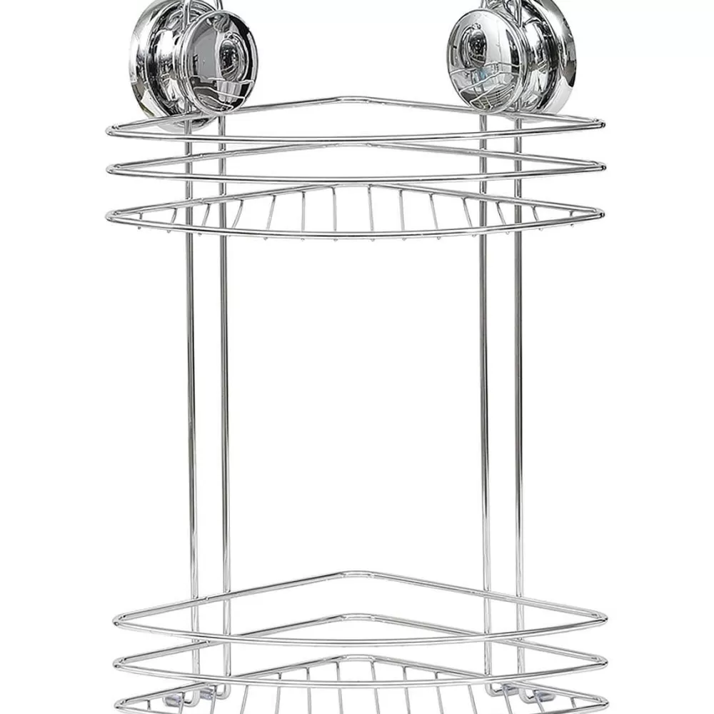 Douche | * Etagere D Angle Metal 2 Niveaux Sur Ventouses Chrome