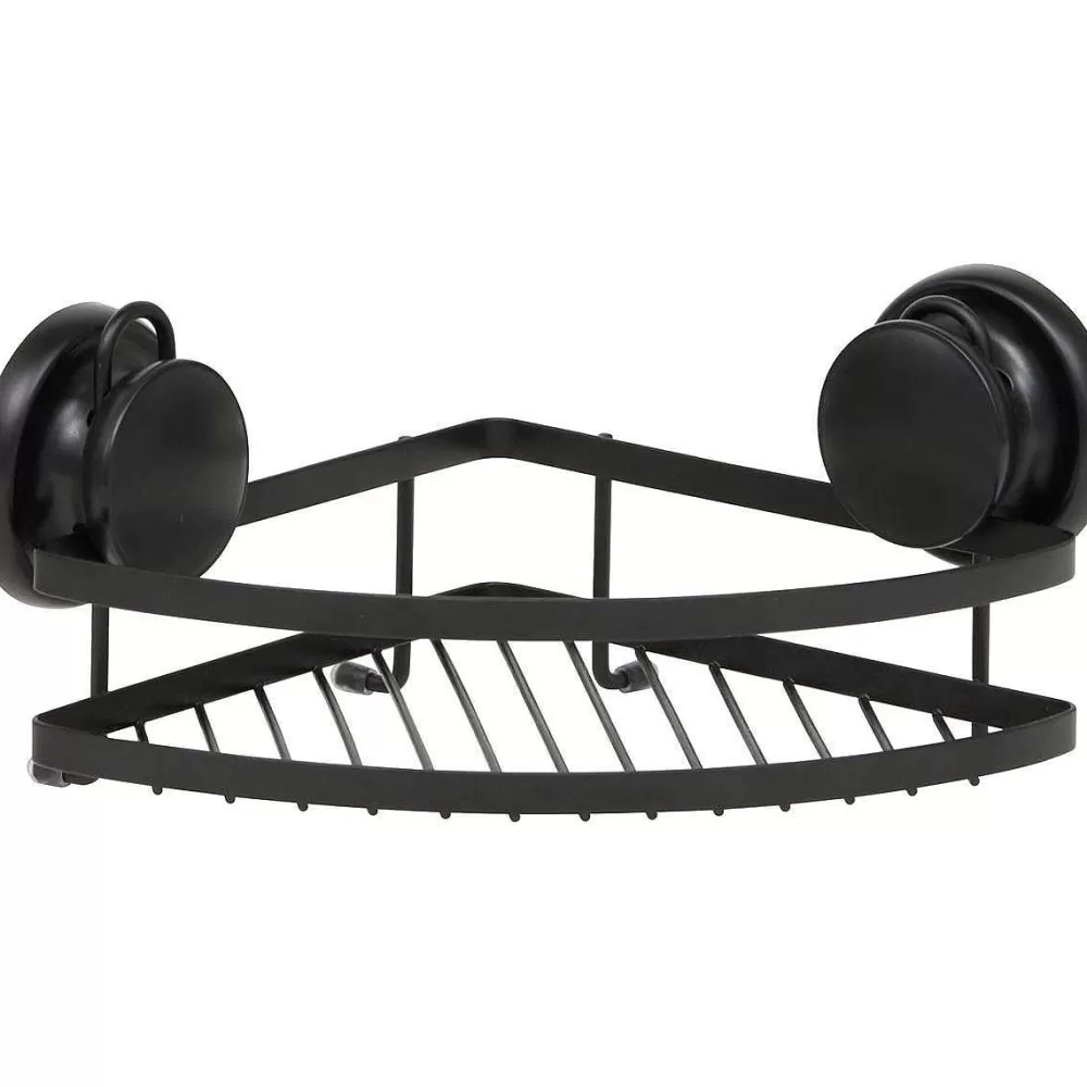 Douche | * Etagere D Angle Metal Sur Ventouses Noir