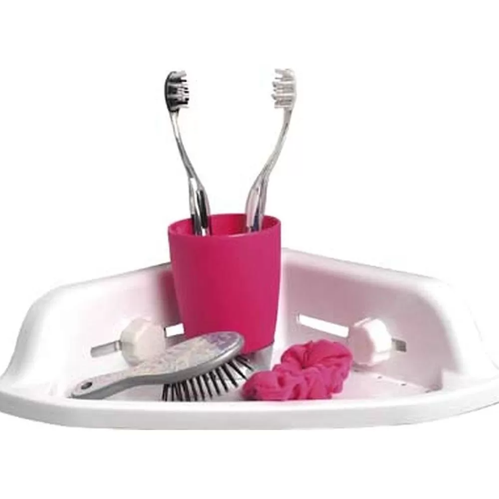 Douche | * Etagere D Angle Pp Sur Ventouses Blanc