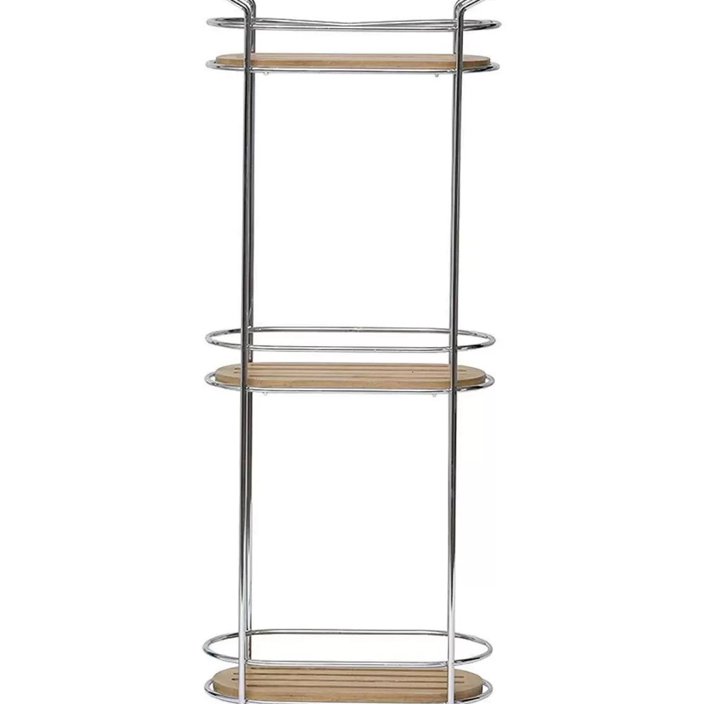 * Meubles Salle De Bain>Etagere Ovale Fil Metal A Poser 3 Niveaux Bambou Chrome Bamb