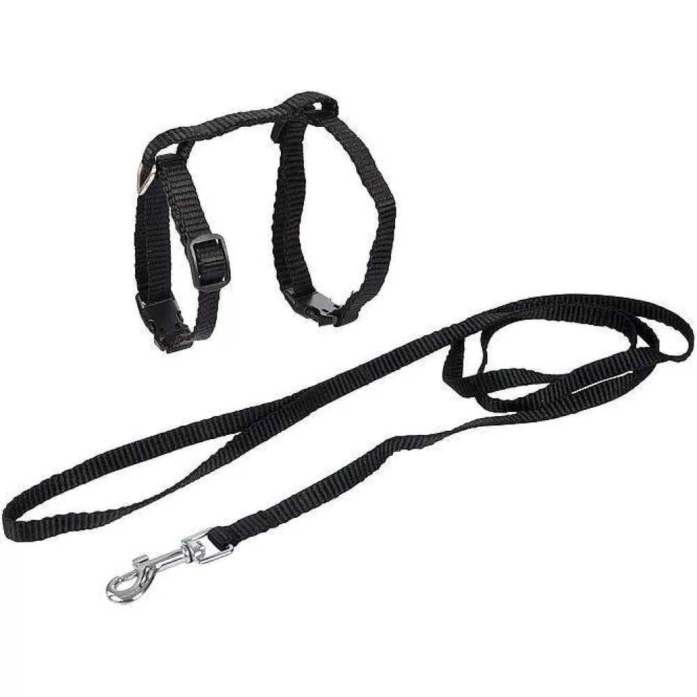 Couchage Et Transport | * Kit Harnais Et Laisse Pour Chat 20 A 30Cm 120Cm Noir