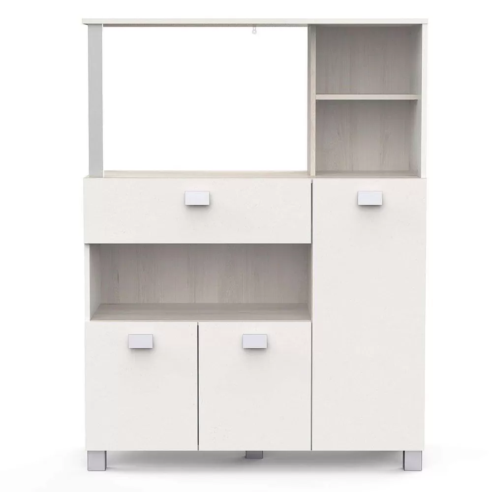 * Tables Consoles>Meuble Loge Tout 3 Portes 1 Tirroir Basilic Acacia Blanc Mat