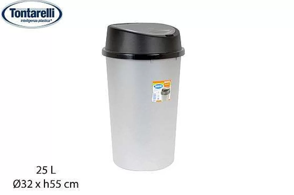 Poubelles | * Poubelle Bicolore 25L Noir Argent