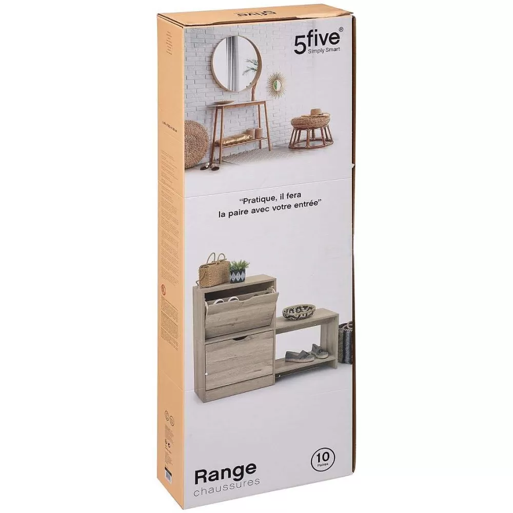 Five Meuble D'Appoint>Range Chaussures Banc Bois 2 Tiroirs Naturel