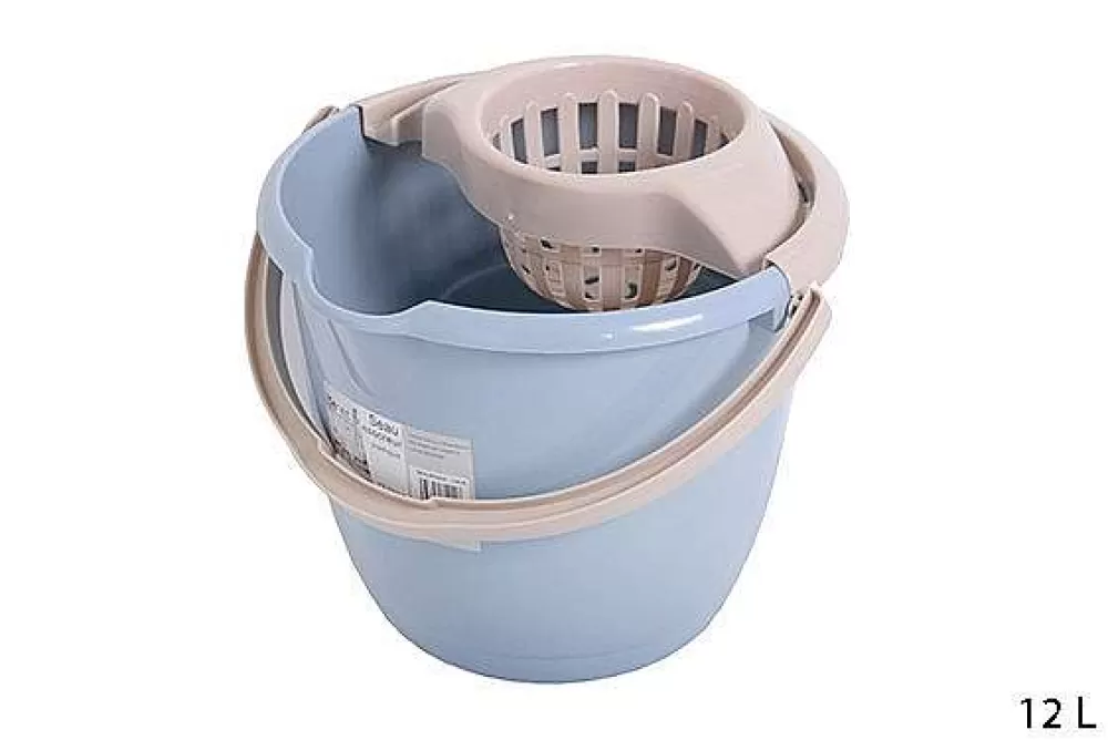 Menage | * Seau Rond Avec Essorreur 12L Bicolore Grege Bleu