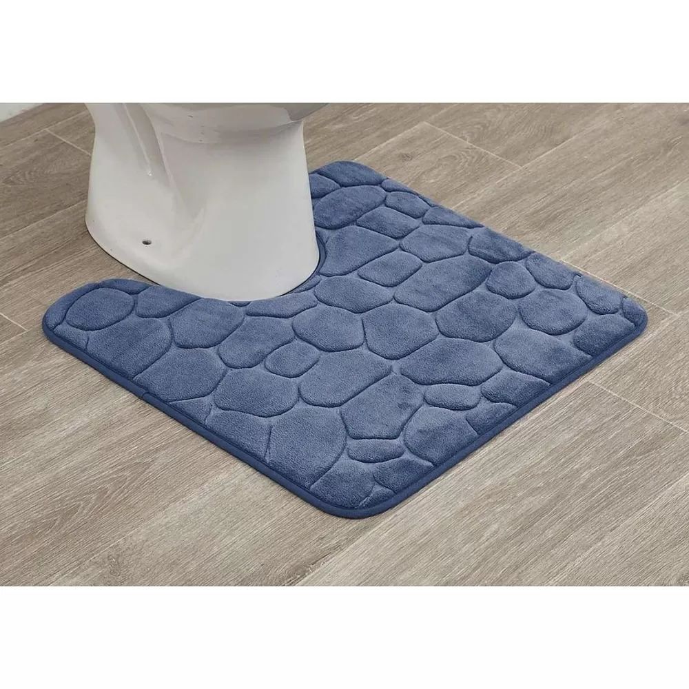 Tapis De Salle De Bain Et Wc | * Tapis Contour Wc Memoire De Forme Galet 45X50Cm Bleu Marine