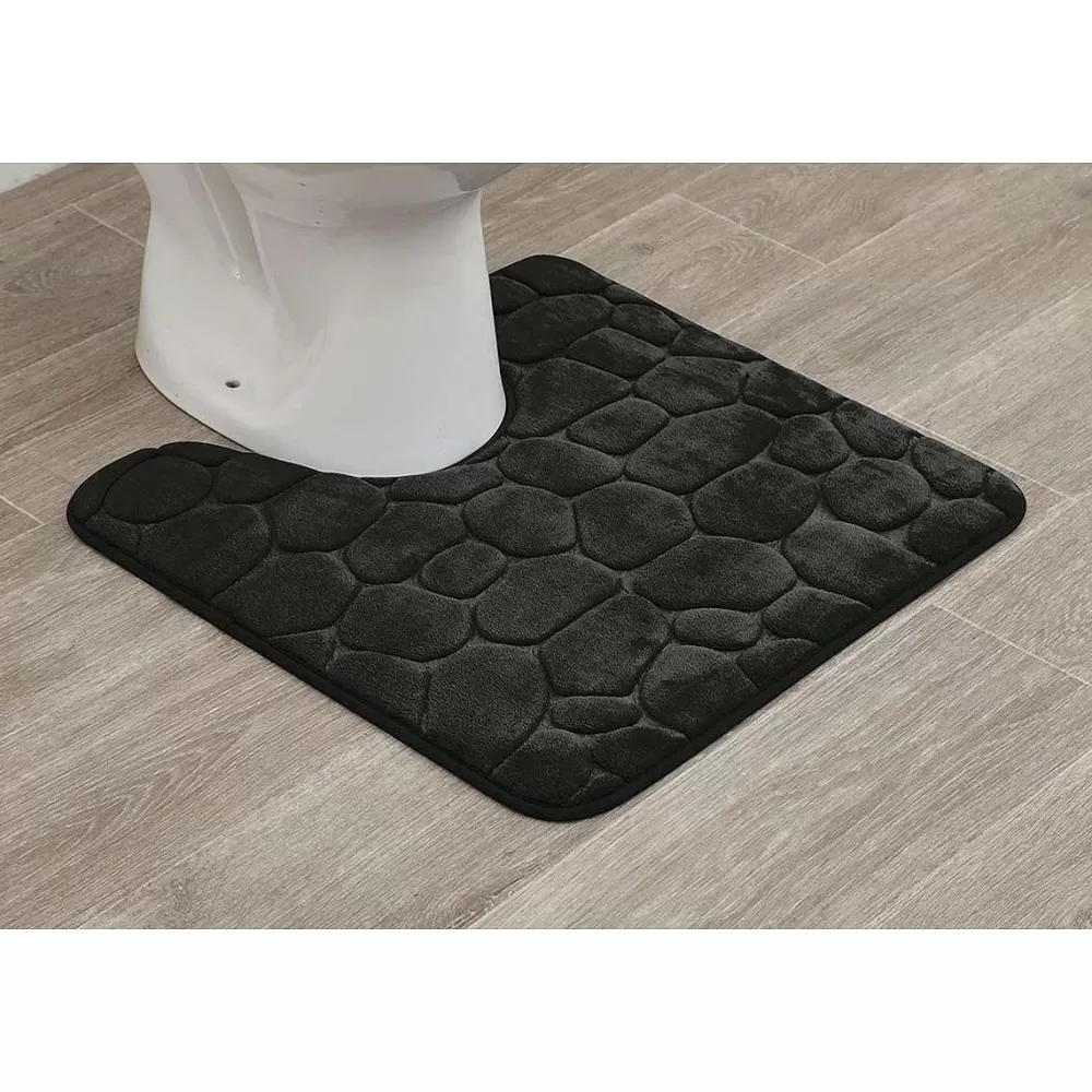 Tapis De Salle De Bain Et Wc | * Tapis Contour Wc Memoire De Forme Galet 45X50Cm Noir