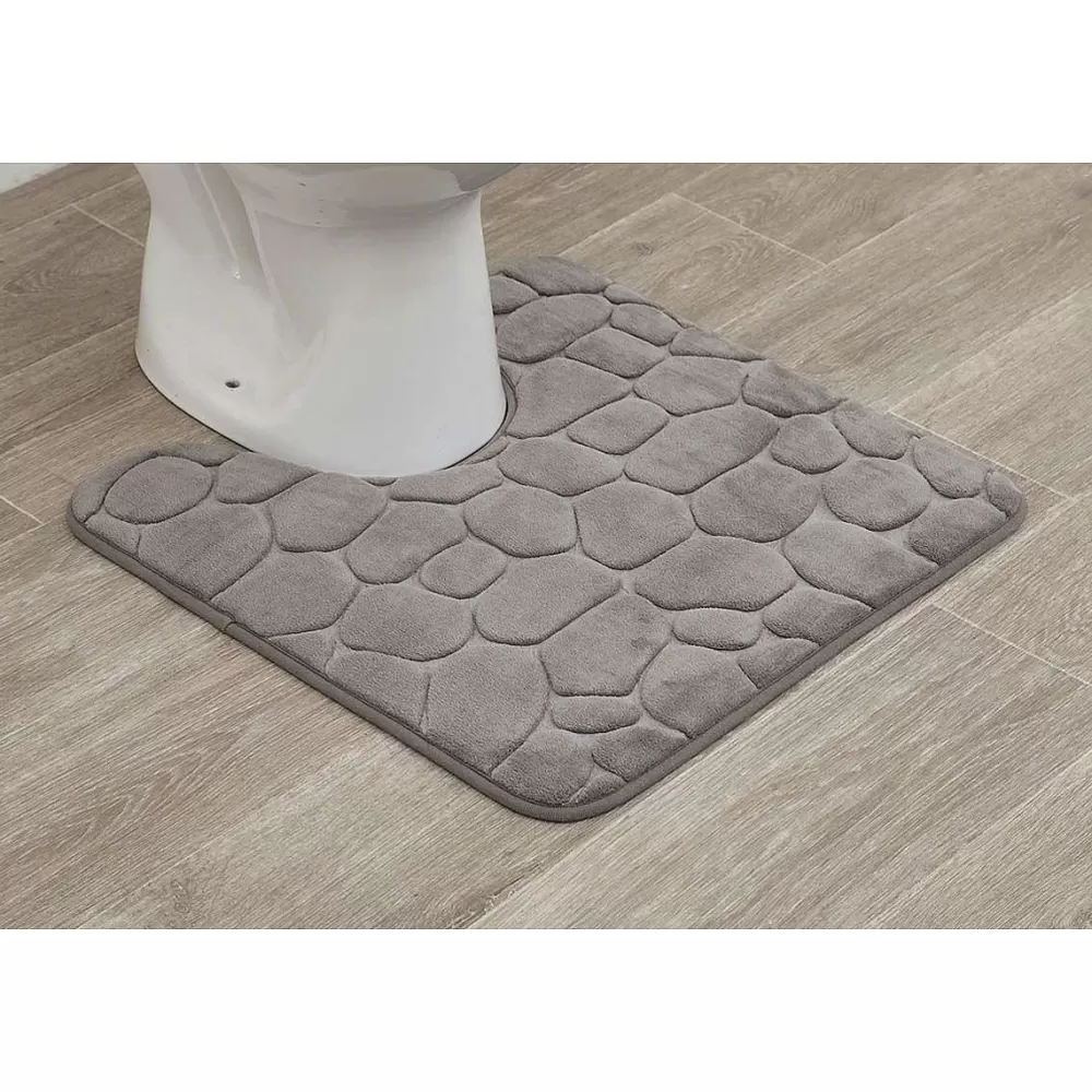 Tapis De Salle De Bain Et Wc | * Tapis Contour Wc Memoire De Forme Galet 45X50Cm Taupe