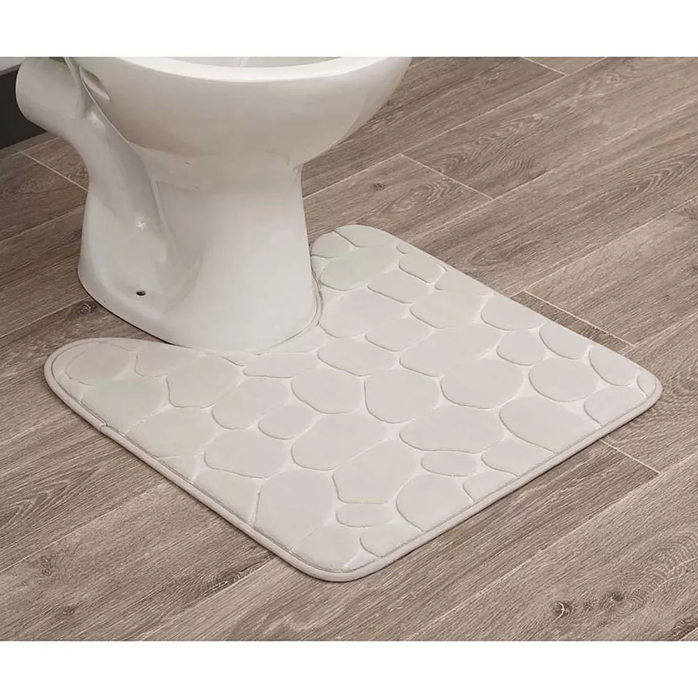 Tapis De Salle De Bain Et Wc | * Tapis Contour Wc Memoire De Forme Galet 50X50Cm Naturel